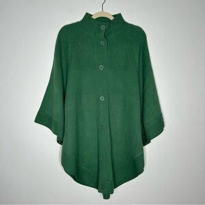 Argee Knit Poncho Button Front Sage Green One Size Fits Most